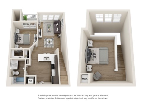 Floor plan for 1 bed, 1 bath, 1091 sqft